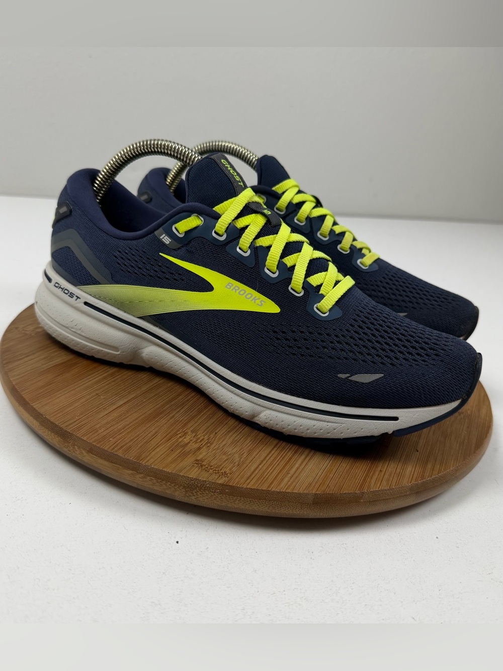 Brooks Ghost 15 Men’s Navy and Neon Yellow Running Shoes